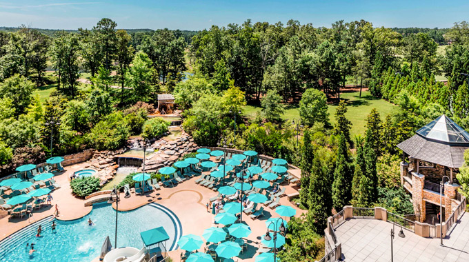 Overhead view of the pool area at the Reaissance Birmingham's Ross Bridge Golf Resort and Spa/
