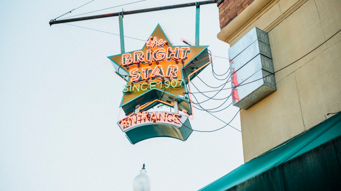 The entrance sign for Bright Star, featuring its opening year of 1907.
