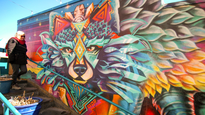 Coyote Vision mural by Sebastian Vela Velazquez.