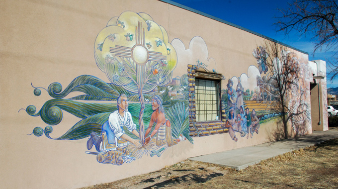 Untitled mural featuring tree of life by Glen Strock.