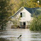 Exterior of a flooded house