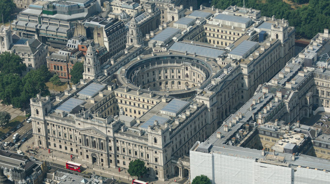 An aerial view of Government Offices Great George Street, the building that houses the Churchill War Rooms