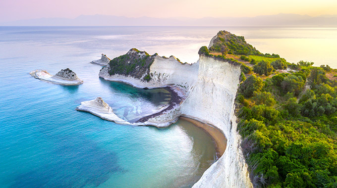 Sea cliffs at Cape Drastis on the island of Corfu