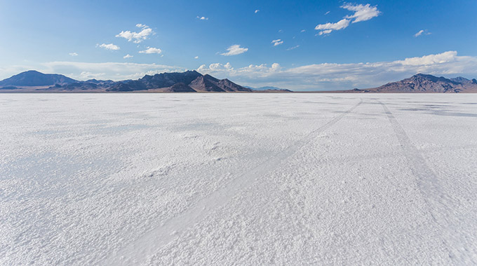 The Bonneville Salt Flats in Utah