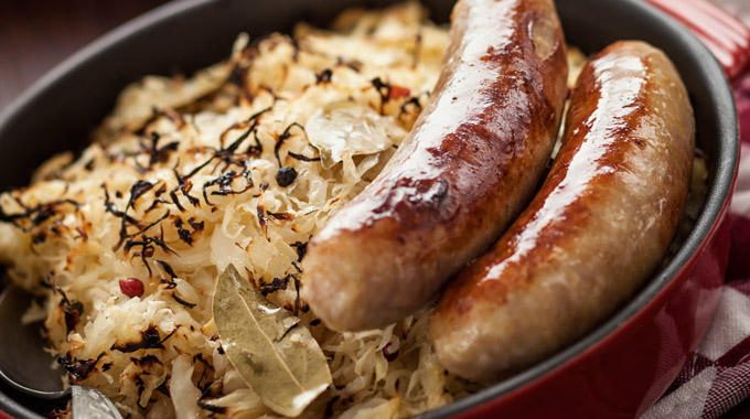 German sauerkraut and sausages
