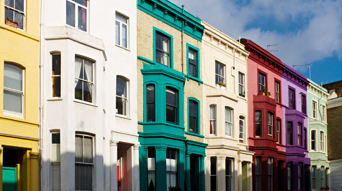 Colorful buildings in London's Notting Hill district