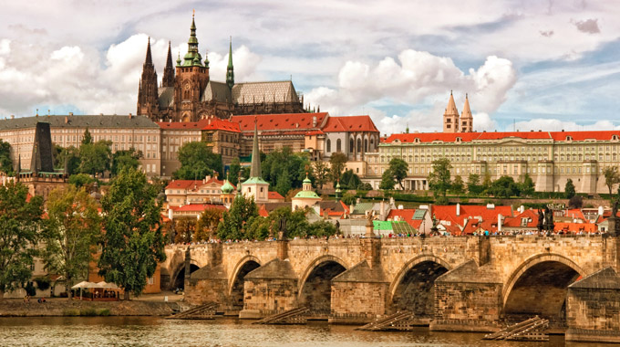 A view of Prague Castle and Charles Bridge