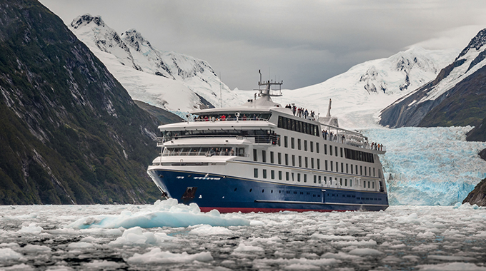 Cruise ship in a glacier