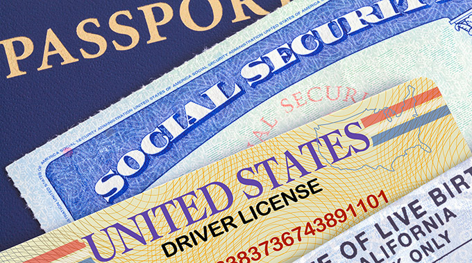 Passport, Social Security card, driver license, and birth certificate