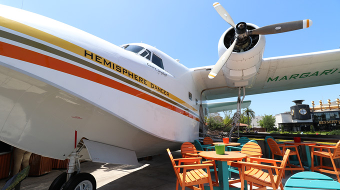 Jimmy Buffett's floatplane Hemisphere Dancer outside Margaritaville