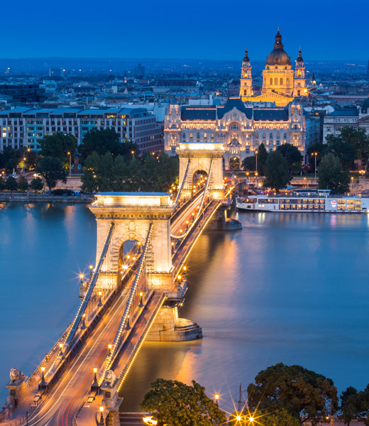 An evening view of Budapest, Hungary