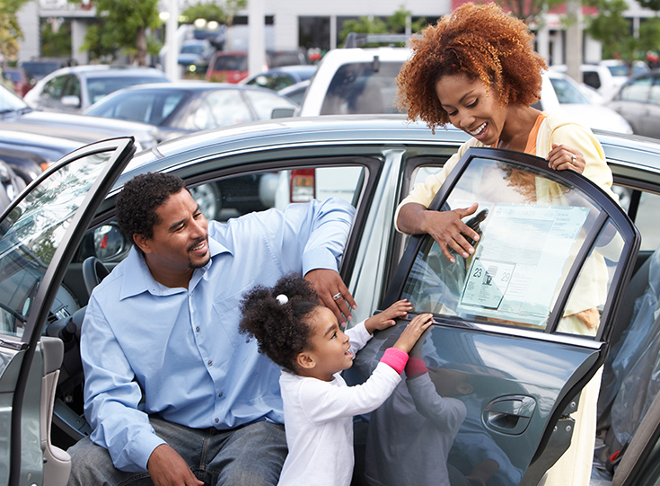 Family shopping for a new car Family shopping for a new car