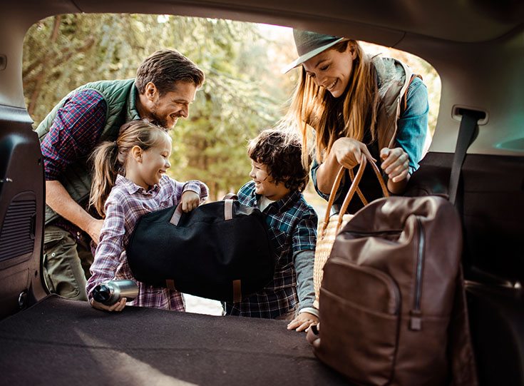 Family getting ready for road trip Family getting ready for road trip