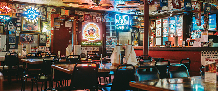 Interior of Dreamland BBQ. Interior of Dreamland BBQ.