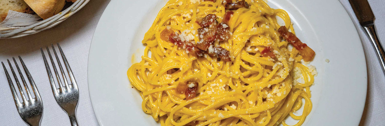 Carbonara from Pecorino, a restaurant in the Testaccio neighborhood, which inspired many of Romeâ s contemporary dishes.