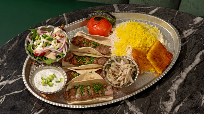 Lamb koobideh tacos.