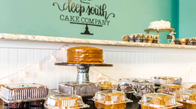 Signature caramel cake at Deep South Cake Company.