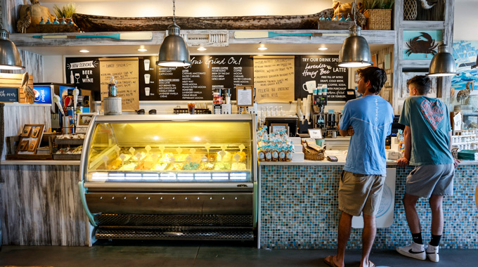 Gelato case at Southern Grind Coffee House.