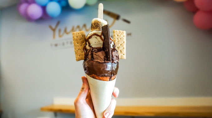 S’mores chimney cone at Yumm Twister and Ice Cream.