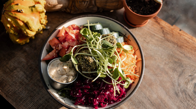 Raw falafel salad from Superfresh! Organic Café