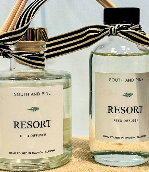 South and Pine Resort reed diffuser.