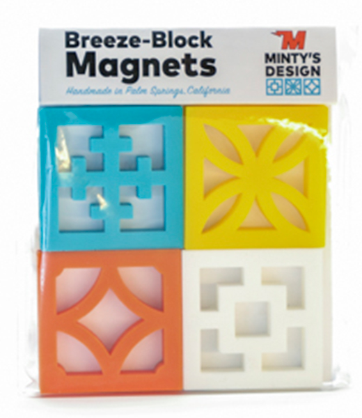 Minty’s Design breeze-block refrigerator magnets at Palm Spring Art Museum.