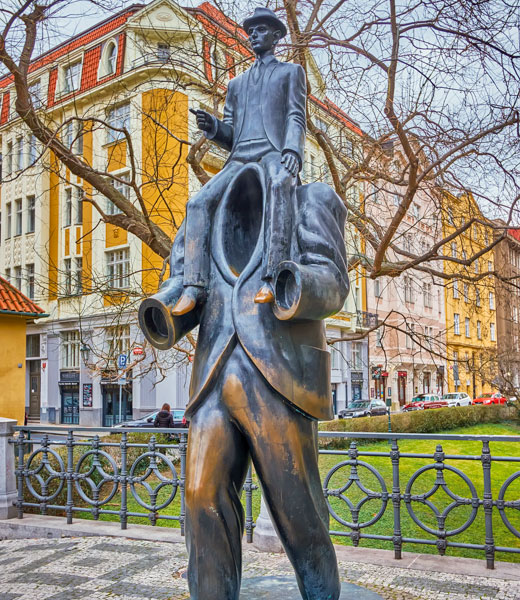 Jewish Quarter Franz Kafka statue.