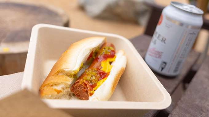 A hot dog at Franklin’s Café and Market