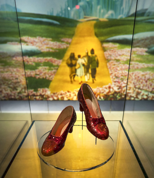 Academy Museum ruby slippers display. 