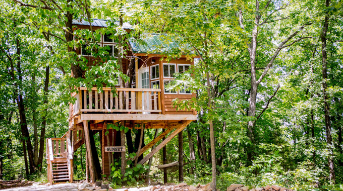 The Cottage, a tree house bed-and-breakfast in the forest.