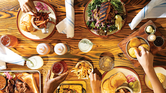 Char Bar restaurant spread.