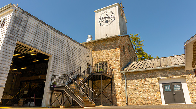 Exterior of Holladay Distillery.