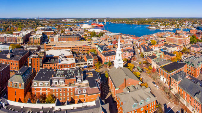 Aerial view of downtown Portsmouth 