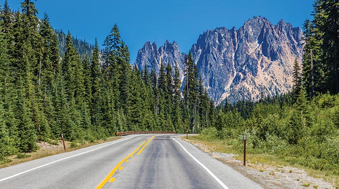 Part of the North Cascades Highway in Washington runs through North Cascades National Park. | Photo by James Schwabel/Alamy Stock Photo