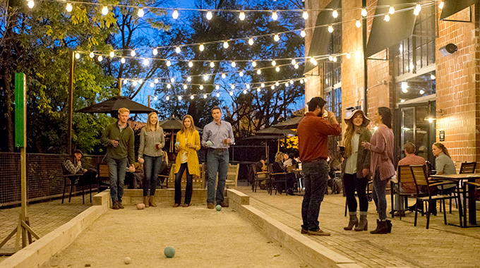 People playing bocce ball.