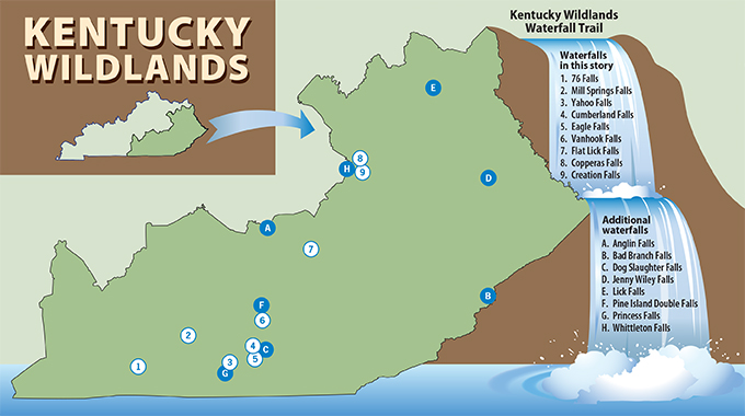 Kentucky Wildlands Waterfall Trails map.