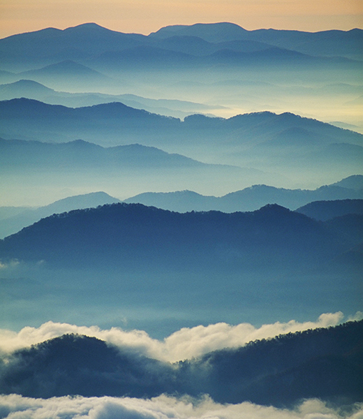 Great Smoky Mountains National Park peaks and valleys.