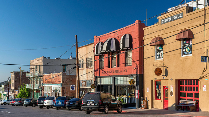 Buildings along a street in downtown Jerome, Arizona