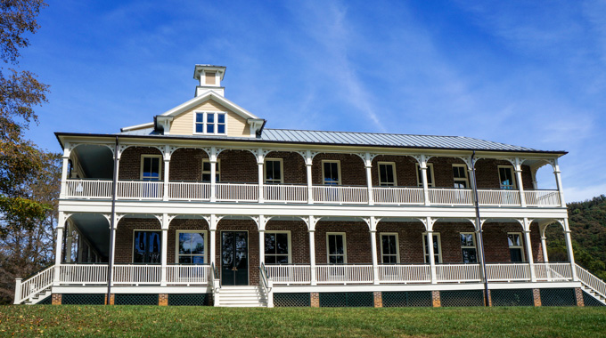 Inn at Foster Falls features a 2-story Victorian porch.