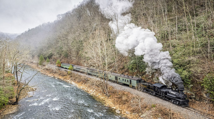 Greenbrier Express next to Greenbrier River.